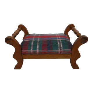Vintage Plaid George B Bent Footstool For Sale