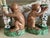 Green Antique Pair of Early Export Chinoiserie Ceramic Monkey Vase/Candlestick Holders For Sale - Image 8 of 12