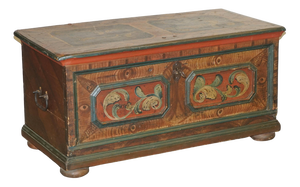 Large Paint German Blanket Chest Coffer Trunk, 1800s