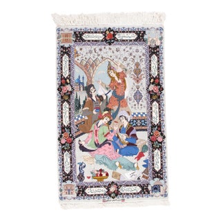 Mid-20thCentury Tabriz Pictorial Rug A Celebration of Love Poetry & Courtly Life For Sale