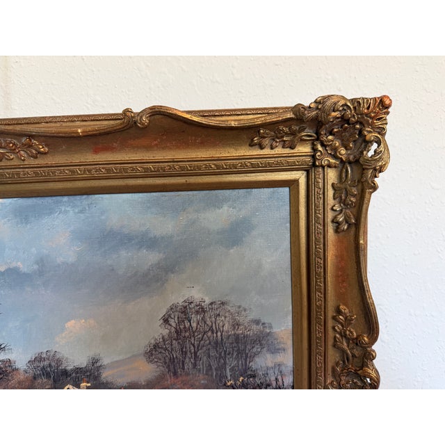 Late 20th Century Late 20th Century Don Vaughan (British 1916-2005) “Winter Walk” VTG Oil Painting Winter Landscape For Sale - Image 5 of 12