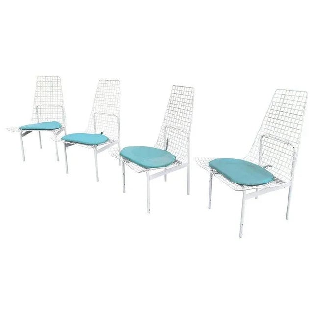 White Vintage Modern Wire Mesh Patio Chairs - Set of 4 For Sale - Image 8 of 8
