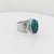 Navajo Delvin John Sterling Silver & Turquoise Cabochon Signet Style Ring For Sale - Image 4 of 11