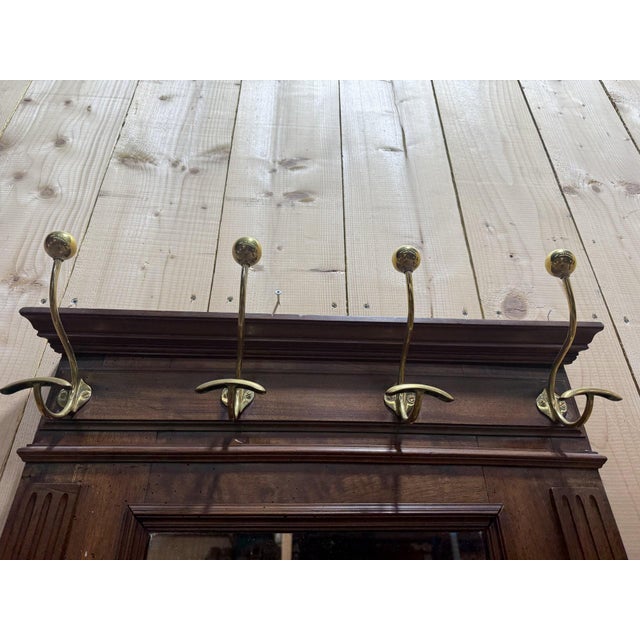 Wood Napoleon III Coat Rack in Wood and Brass For Sale - Image 7 of 8