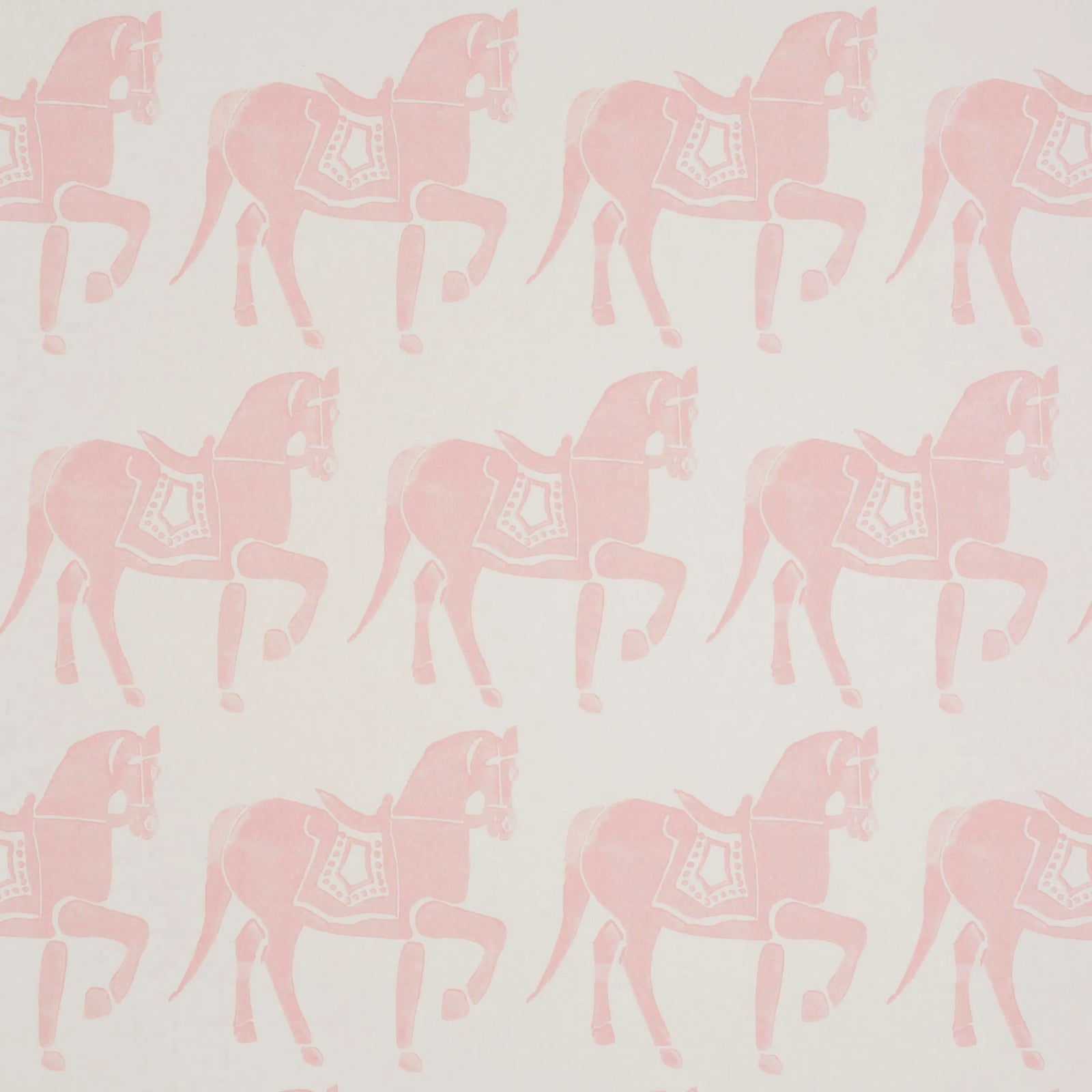 Schumacher x Molly Mahon Marwari Horse Wallpaper in Pink | Chairish