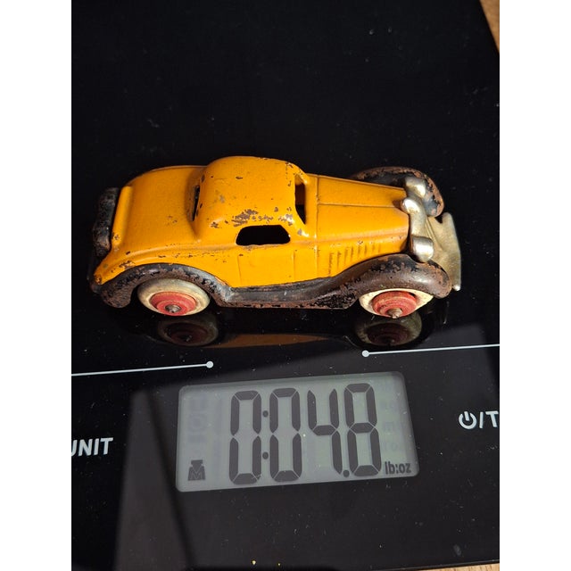 Antique Hubley Terraplane Cast Iron Coupe Toy - 3.75" Orange Streamlined Series For Sale - Image 18 of 18