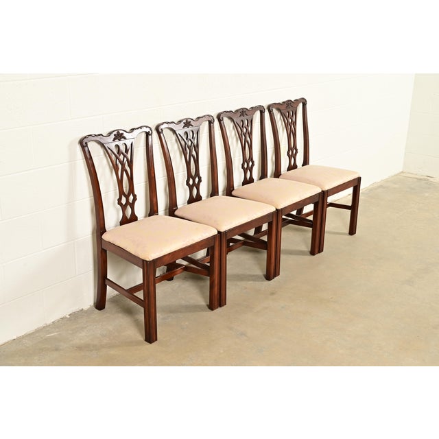 Baker Furniture Style Georgian Carved Mahogany Dining Chairs, Set of Four For Sale - Image 12 of 12