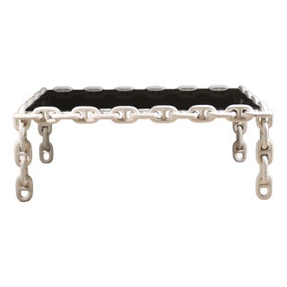 Brutalist Chain Link Coffee Table with Smoked Glass, France, 1970s For Sale