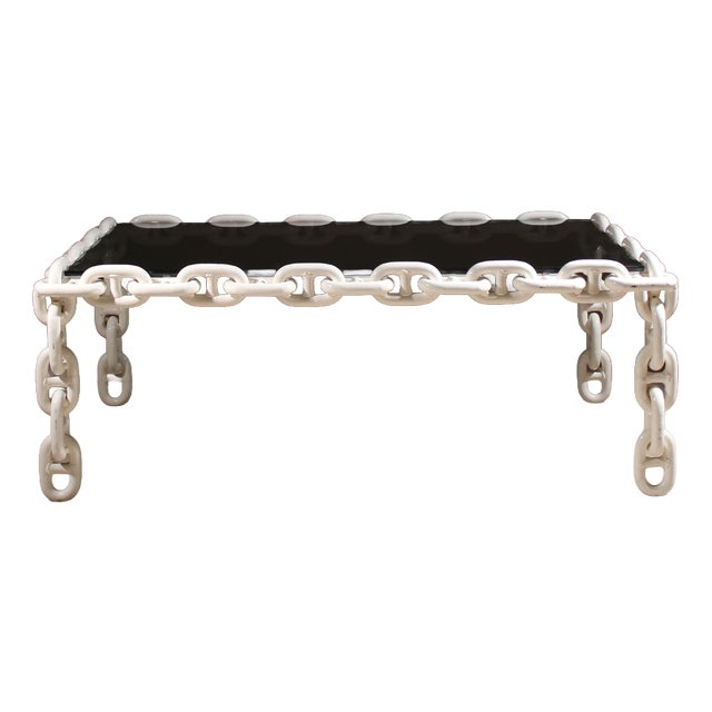 Brutalist Chain Link Coffee Table with Smoked Glass, France, 1970s For Sale