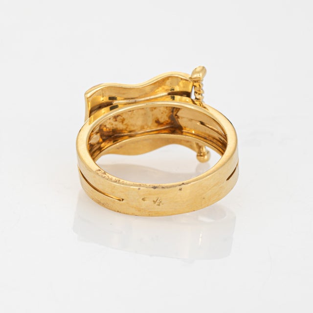 Vintage Nautical Flag Ring Signal C Charlie 18k Yellow Gold 6.5 Marine Jewelry For Sale - Image 4 of 7