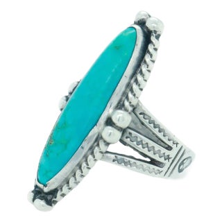 Vintage Southwestern Navajo Sterling Silver and Turquoise Ring For Sale