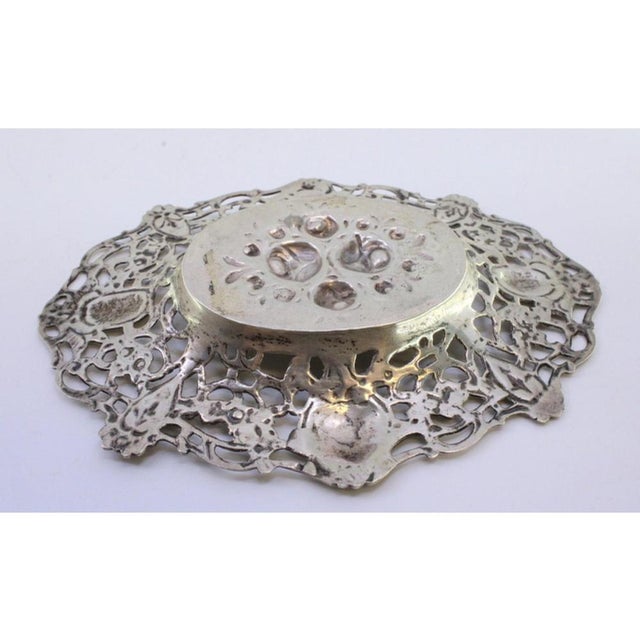 Silver Bowl with Central Bouquet of Roses and Floral Motifs For Sale - Image 3 of 7
