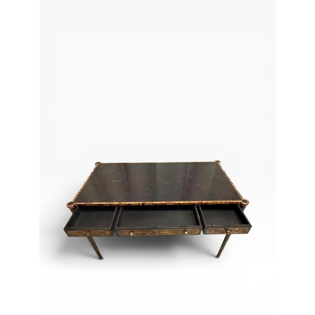 Wood 1980s Maitland-Smith Faux Tortoiseshell Writing Desk For Sale - Image 7 of 12