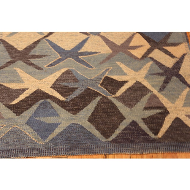 Nazmiyal Collection Modern Starfish Swedish Kilim Rug For Sale - Image 4 of 5