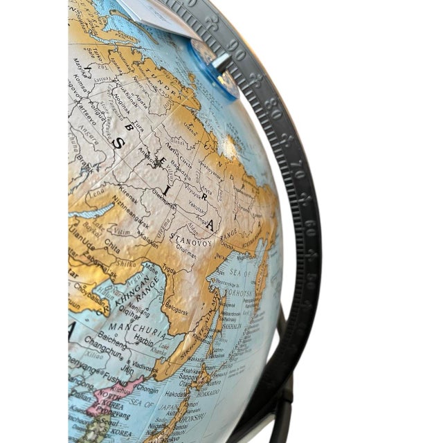 Replogle Globes “World Classic” Floor Globe on Tall Black Metal Stand – Model Rg-2807 “Trafalgar,” by Repogle For Sale - Image 4 of 6