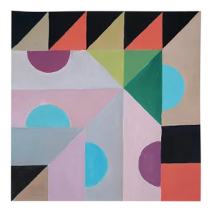 2023 "Geometric Board Game" Abstract Acrylic Painting on Watercolor Paper by Natalia Roman