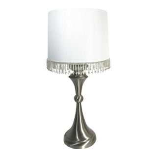 Vintage Brushed Nickel Table Lamp With Shade For Sale