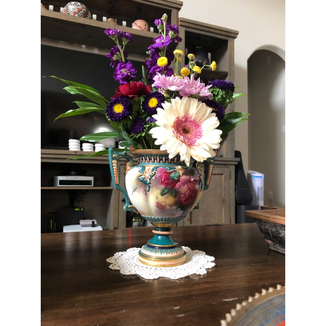 Royal Worcester Hadley ware urn vase. Handpainted. Rose design. Circa 1905. No cracks. In very good condition considering...