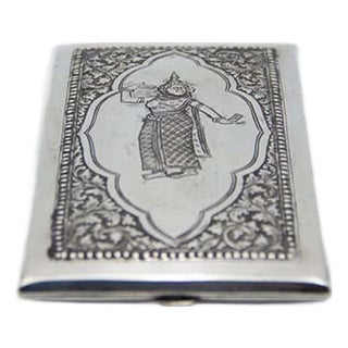 Silver Cigarette Case with Hindu Goddess in Relief For Sale