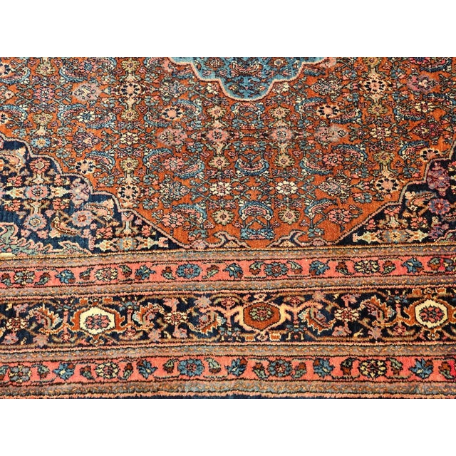 Early 1900s Persian Bibikabad Rug, Hand-Knotted Herati Geometric Pattern, Rust Red & Blue, 9’ X 12’ For Sale - Image 11 of 12