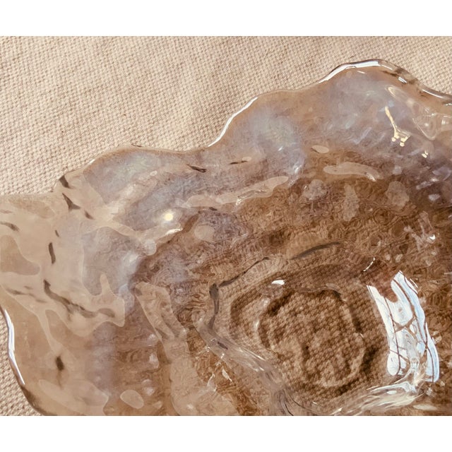 Transparent Mid 20th Century Crystal Oyster Shell Caviar Dish With Mother of Pearl & Whelk Shell Spoon For Sale - Image 8 of 18