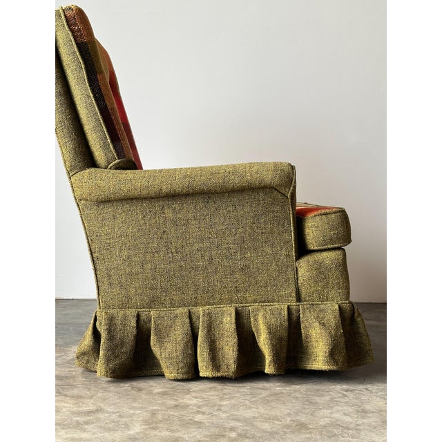 Olive Tweed Swivel Rocker With Patchwork Plaid Upholstery, 1970s For Sale - Image 17 of 18