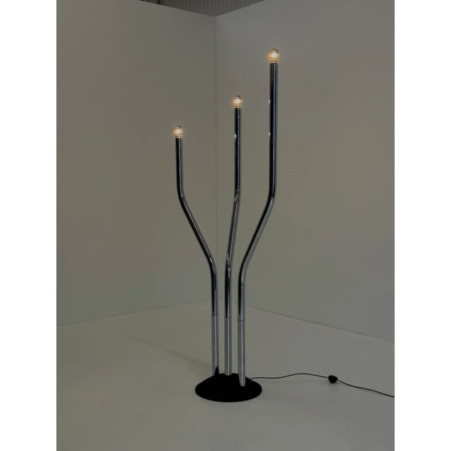 Black Tubular Chrome Frame Floor Lamp attributed to Goffredo Reggiani, 1970s For Sale - Image 8 of 12