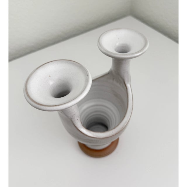 1970s Ceramic Candle Holder Vase, Signed For Sale - Image 4 of 12