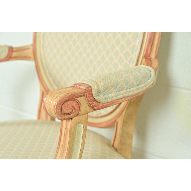 Baker Furniture French Regency Louis XVI Cream and Pink Lacquered Dining Chairs, Set of Four For Sale - Image 9 of 15