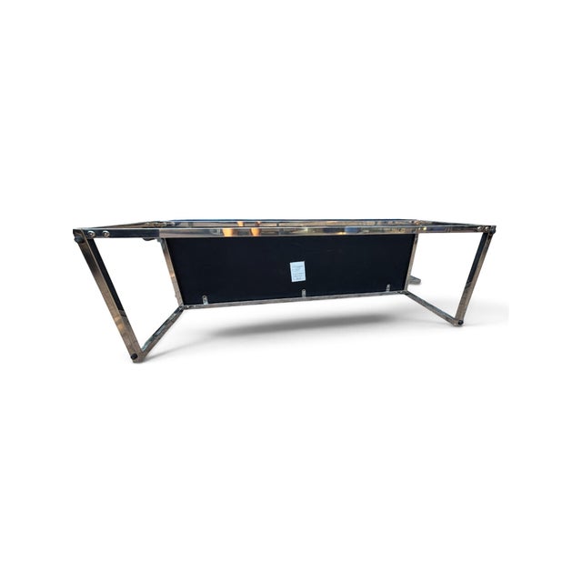 Pair of Hollywood Regency Cobalt Blue Velvet & Chrome Benches For Sale - Image 10 of 11