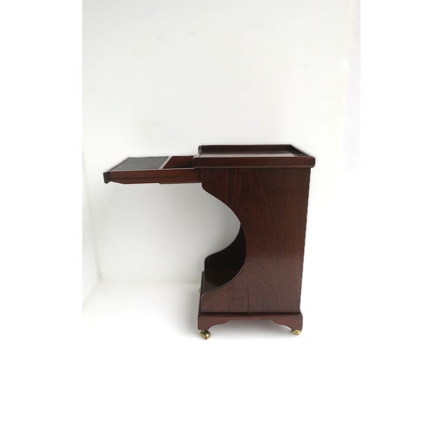 Wood Telephone Table Mahogany Wood Leather, Two Avail. For Sale - Image 7 of 12
