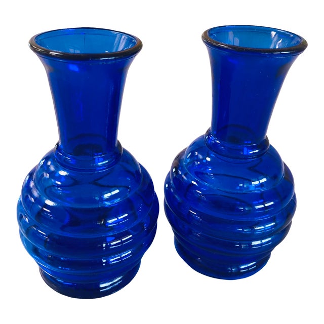 Miniature Blue Glass Vase a Pair Chairish