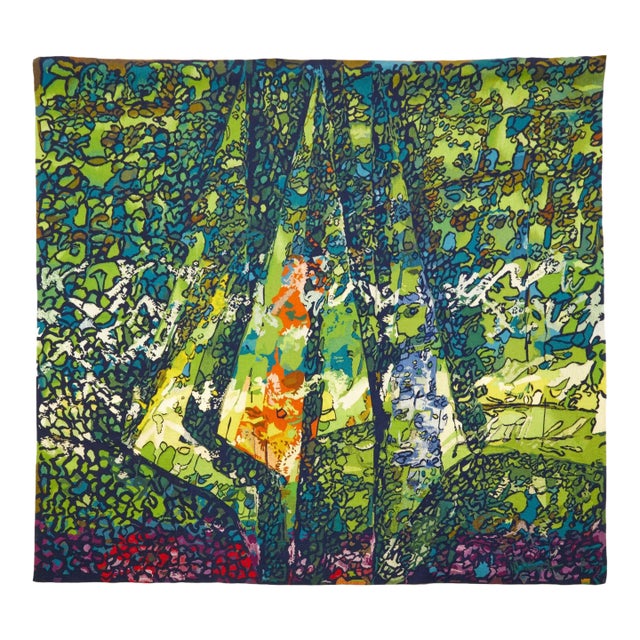 Vintage Signed Aubusson Square Tapestry “Summer Light” by Matégot - Rug & Kilim For Sale