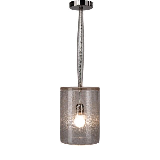Nickel Plated Brass and Clear Bubbled Artisan Glass Pendant Light by ZAVADKSI, 2023 For Sale