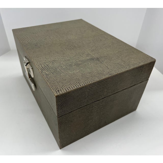 Modern Authentic Ethan Allen Faux Reptile Leather Jewelry Box For Sale - Image 3 of 9