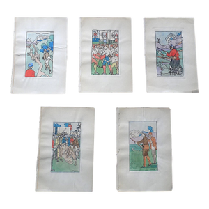 Antique Signed Hand Colored 19th Century Scottish Sporting Etchings - Set of 5