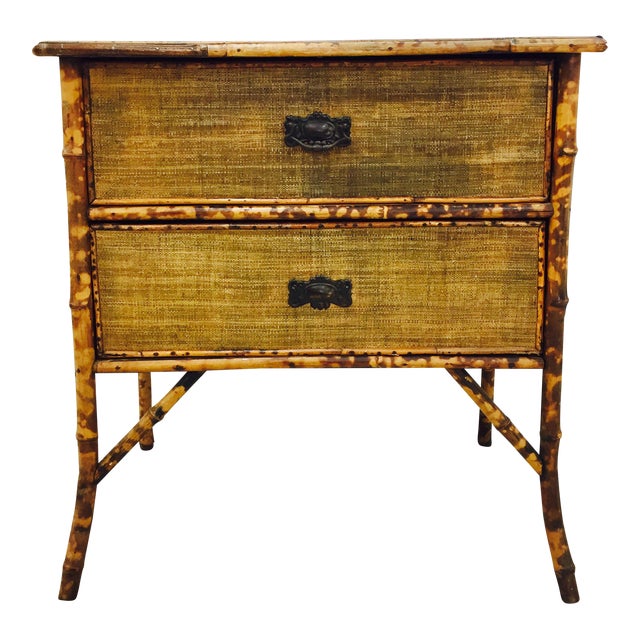 Antique Scorched Bamboo & Grasscloth Dresser Chest Chairish