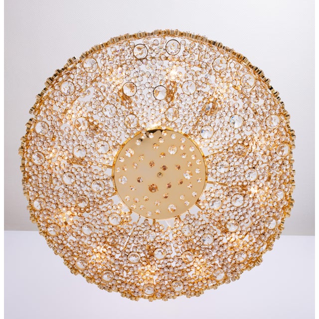 Large Gilt Brass and Crystal Glass Encrusted Chandelier from Palwa, Germany, 1970s For Sale - Image 10 of 18