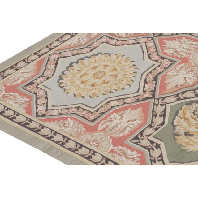 1980s Rug & Kilim’s Aubusson Style Flatweave With Medallions and Floral Patterns For Sale In New York - Image 6 of 7