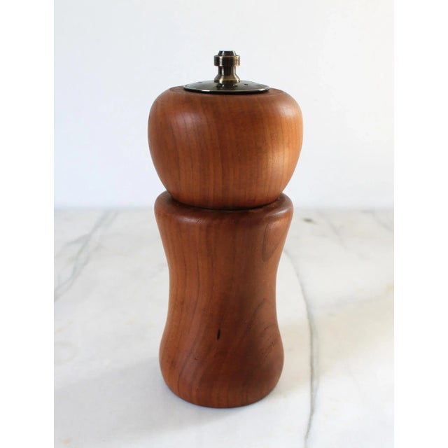 Vintage Hand Turned Cherrywood Salt Shaker & Pepper Grinder Combo For Sale In Milwaukee - Image 6 of 9