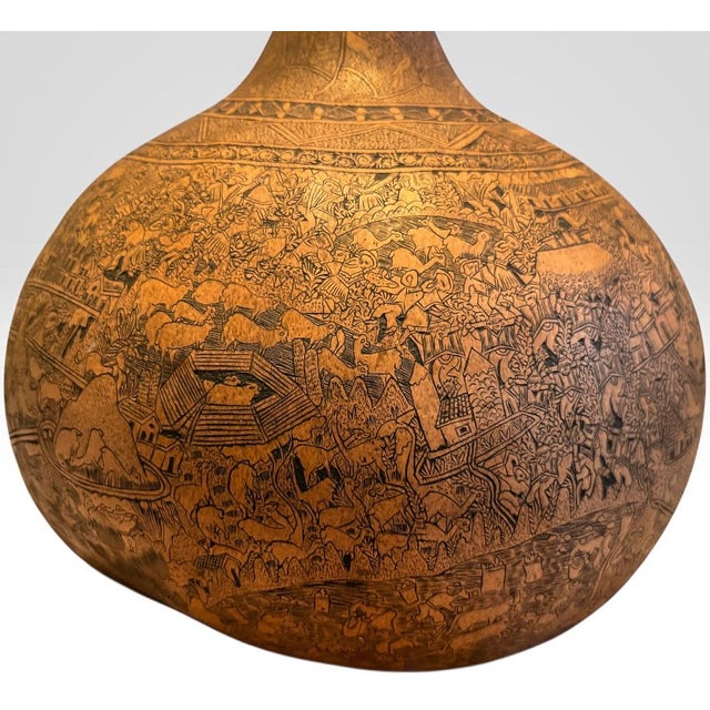 Mid 20th Century Large Peruvian Folk Art Mate Burilado Hand-Carved Storytelling Gourd For Sale - Image 10 of 11