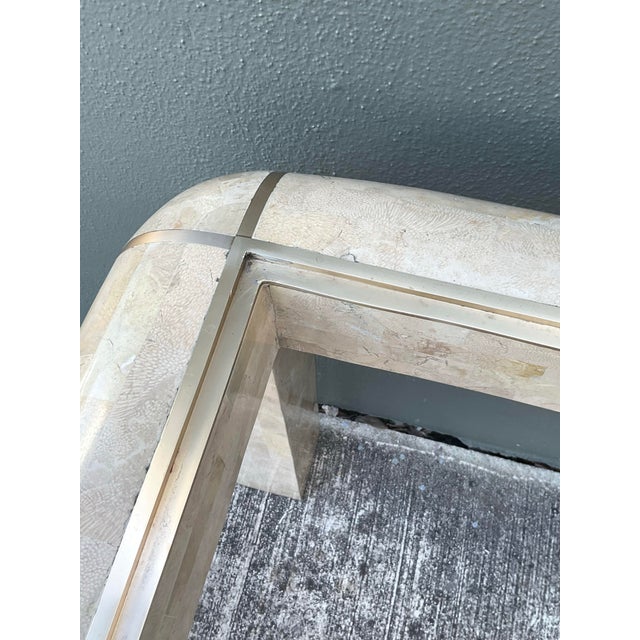 Vintage Boho Tessellated Stone and Brass Inlay Game Table For Sale - Image 9 of 12