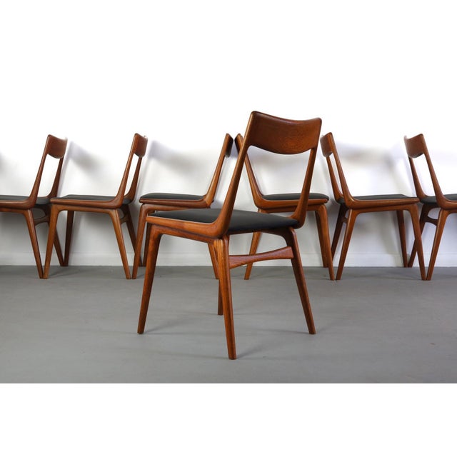 Mid-Century Modern Erik Christensen Teak Boomerang Dining Chairs - Set of 8 For Sale - Image 3 of 9