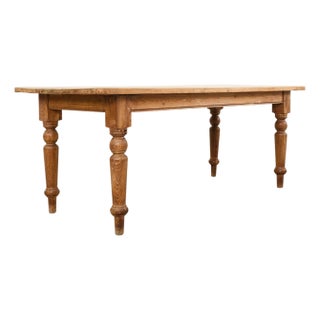 Country English Provincial Pine Farmhouse Dining Table For Sale