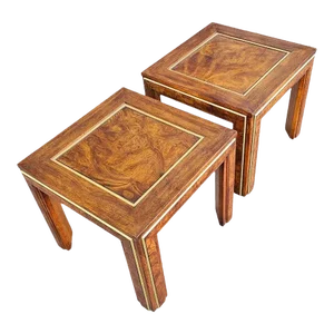 1960s Vintage Mid-Century Burl Side Tables - a Pair