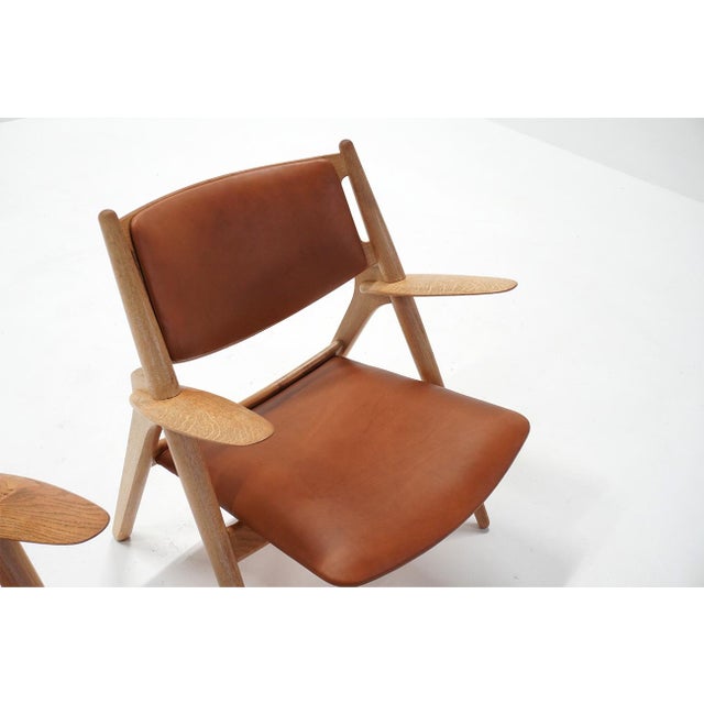 Vintage CH28 Sawbuck Lounge Chairs by Hans J. Wegner for Carl Hansen, 1960s, Set of 2 For Sale - Image 3 of 11