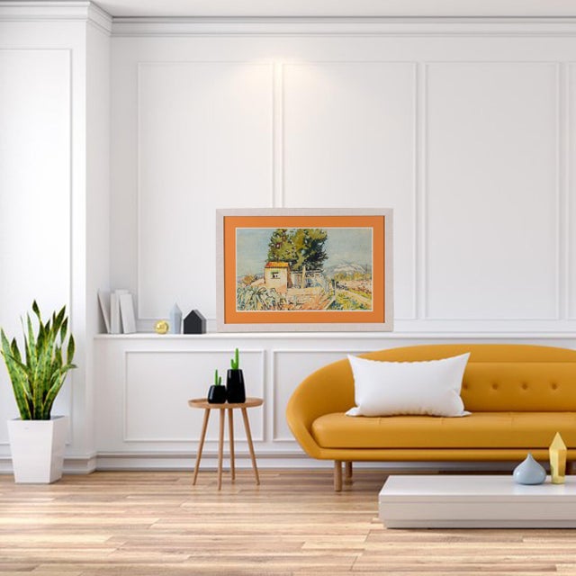 Landscape in Provence Watercolor Painting by Francois Pascal, Circa 1940 For Sale - Image 13 of 15