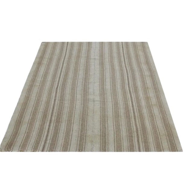 Handwoven Flatweave Handwoven Scandinavian Style Persian Kilim Rug - 5′10″ × 7'10" For Sale