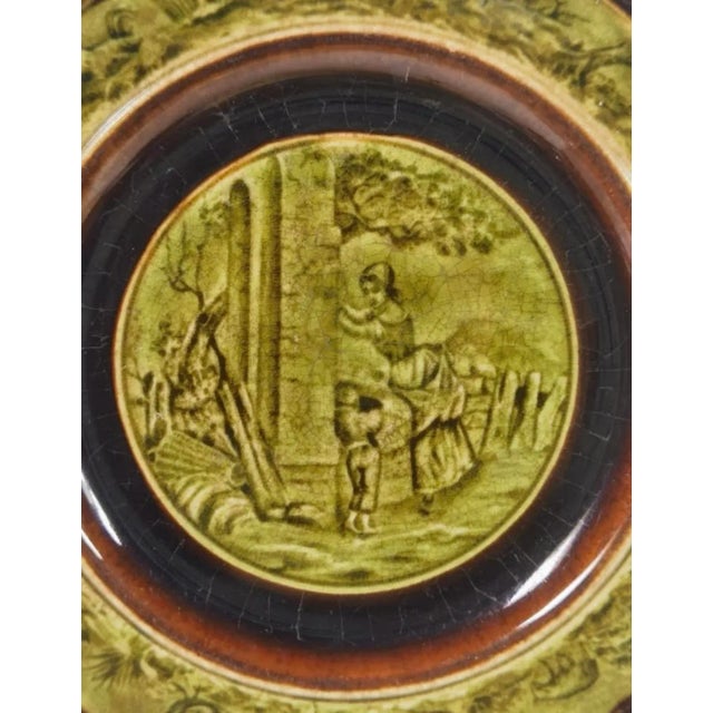 Boulanger 19th-Century French Choisy-Le-Roi Majolica Plate — Pastoral Scene by H. Boulenger & Cie For Sale - Image 4 of 7