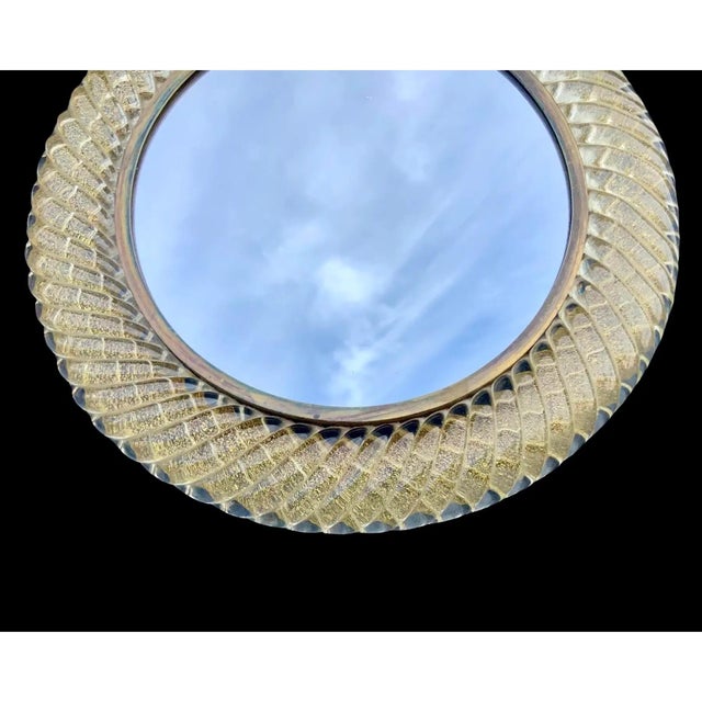 Murano Vintage Italian Venetian Vanity Mirror Art Deco W/ Gold Flecks Attributed to Murano Barovier & Toso For Sale - Image 4 of 9